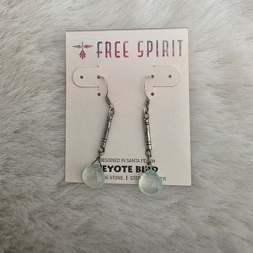 Peyote Bird Free Spirit Sterling Silver Bar Gemstone Teardrop Earrings NEW